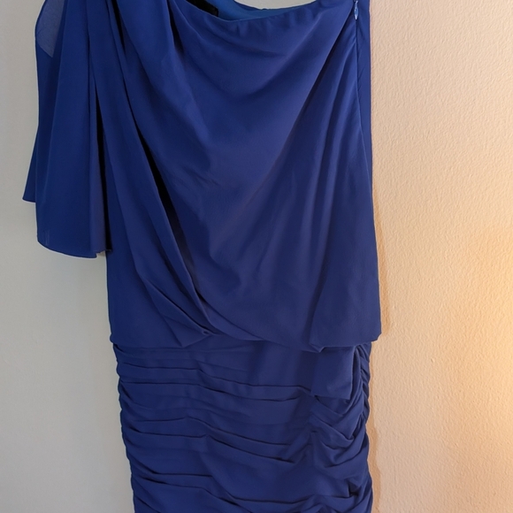 Elegant Blue Draped Dress - Picture 1 of 6